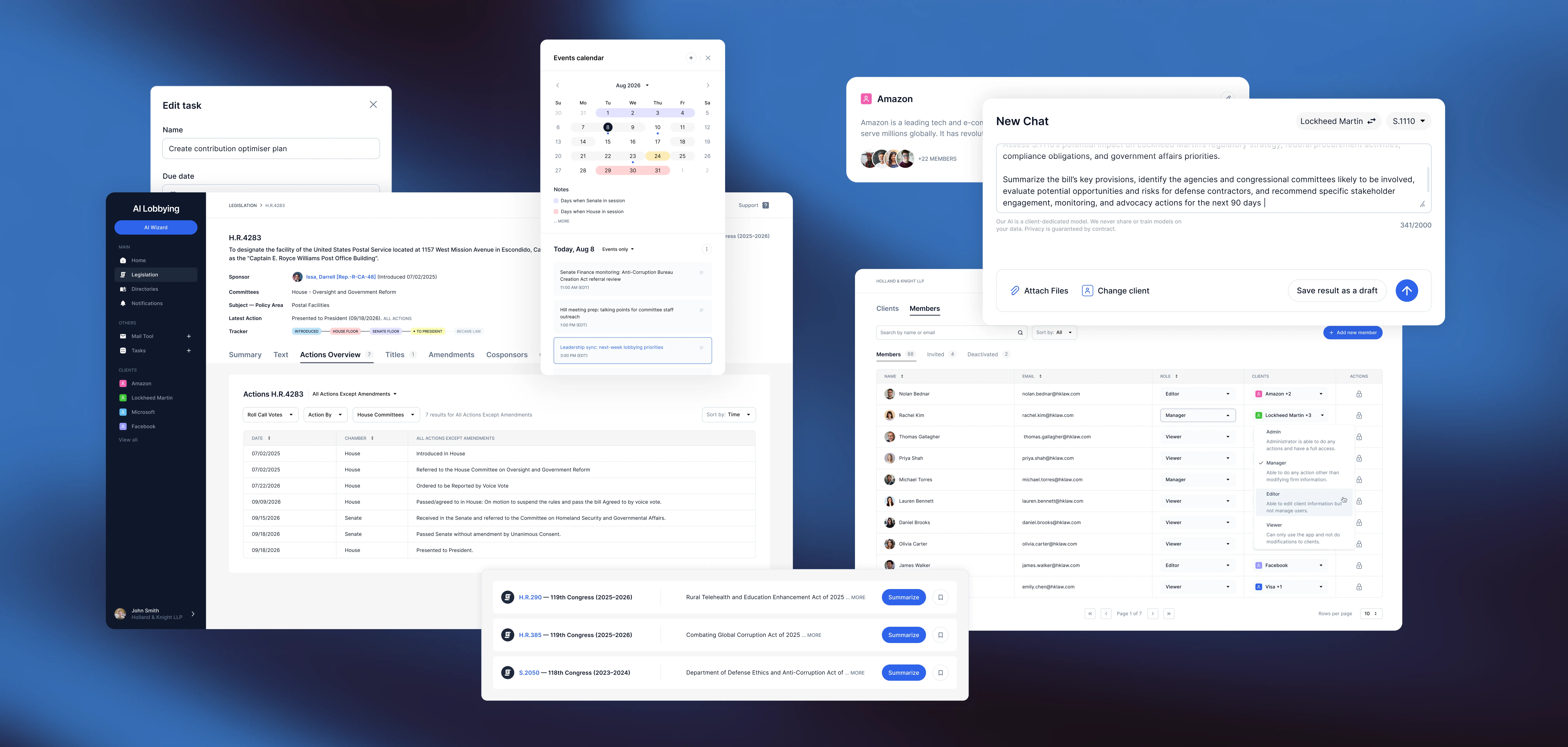 AI Platform for Legal Services project results dashboard mockup